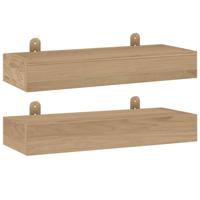 The Living Store Wandschappen 2 st 40x15x6 cm massief teakhout - Wandsteun