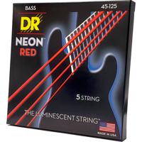 DR Strings NRB5-45 Hi-Def Neon red 45-125 set 5 snaren voor elektrische basgitaar