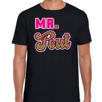 Verkleed t-shirt voor heren - Mr. Fout met panterprint - zwart/roze - carnaval