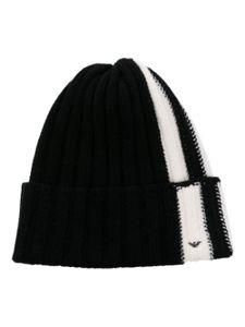 Emporio Armani bonnet en maille intarsia - Noir