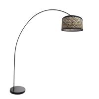 Steinhauer BooglampSolva zwart met bamboe kap - 3739ZW