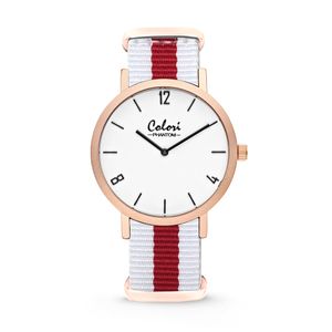Colori Horloge Phantom staal/nylon rood-wit 42 mm 5-COL492