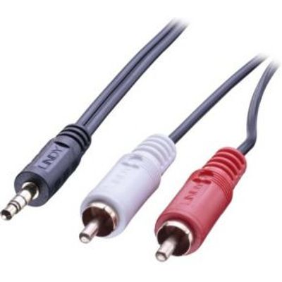 Lindy 35682 3m 2 x RCA 3.5mm Zwart audio kabel