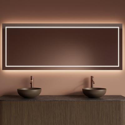 Badkamerspiegel Gliss Design Lenus | 180x70 cm | Directe en indirecte LED verlichting | Sensor bediening | Met spiegelverwarming