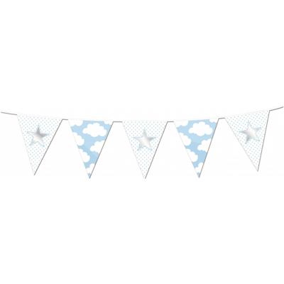 Vlaggenlijnen ster geboorte jongen - 10 meter - Geboorte feestartikelen - baby jongen blauw