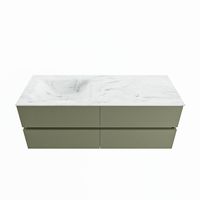 MONDIAZ VICA-DLUX 130cm badmeubel onderkast Army 4 lades. Inbouw wastafel CLOUD links 1 kraangat, kleur Opalo.