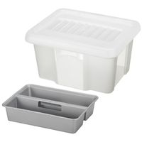 Sunware opslagbox kunststof 24 liter transparant 42 x 33 x 22 cm met deksel en organiser tray - thumbnail