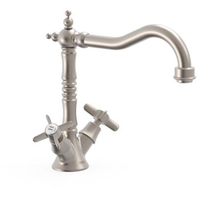 Keukenkraan Tres Clasic | Opbouw | 360° Draaibaar | Mengkraan | 2-knops | Vintage | RVS look