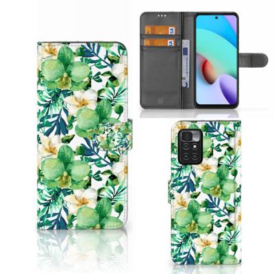 Xiaomi Redmi 10 Hoesje Orchidee Groen | Portemonnee hoesje