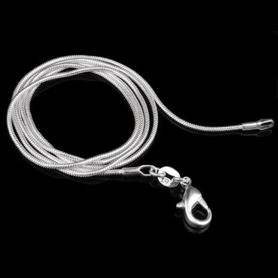 Verzilverde Snake Bone Chain ketting vrouwelijke dunne ketting maat: 1 mm 26 inch