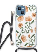 Peachy flowers: iPhone 13 Transparant Hoesje met koord