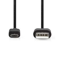 Nedis USB-Kabel | USB 2.0 | USB-A Male | USB Micro-B Male | 10 W | 480 Mbps | Vernikkeld | 0.50 m | Rond | PVC | Zwart | Label - CCGL60500BK05 - thumbnail