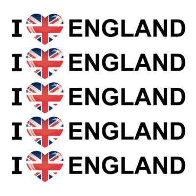 Sticker - 5x - I love England - 19 x 4 cm - Engeland - landenthema