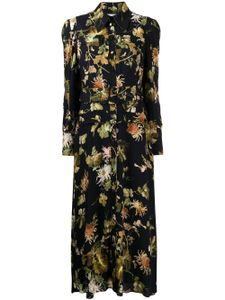 ERDEM robe-chemise à fleurs - Noir