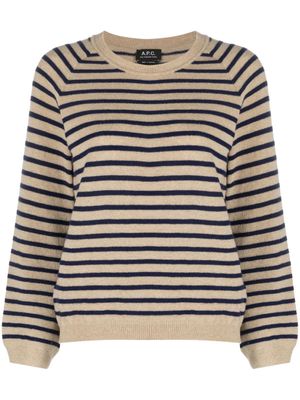 A.P.C. pull en laine Lilas à rayures - Tons neutres