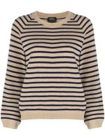 A.P.C. pull en laine Lilas à rayures - Tons neutres - thumbnail