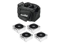 EUROLITE Set 4x AKKU IP Flat Light 1 chrome + Soft Bag