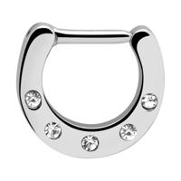 Septum Clicker met steentje Chirurgisch staal 316L Neuspiercings