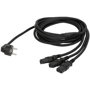 Showtec Schuko naar 3x euro IEC C13 splitter 3m