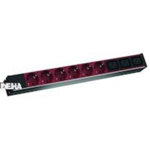 BACHMANN IT PDU ALU 1HE 6x geaard contact 3x C19, Stroomkabel met stekker C20, zwart