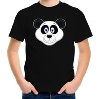 Cartoon panda t-shirt zwart voor jongens en meisjes - Cartoon dieren t-shirts kinderen XL (158-164)  -