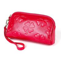 2026 multifunctionele Litchi textuur vrouwen grote capaciteit hand portemonnee shell tas met kaartsleuven (Rose rood)