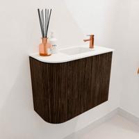 Toiletmeubel Mondiaz Joya | 51.6 cm | Meubelkleur Walnut | Faye wastafel Talc Rechts | 1 kraangat Toiletmeubel Mondiaz Joya | 51.6 cm | Meubelkleur Walnut | Faye wastafel Talc Rechts | 1 kraangat