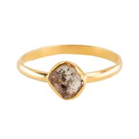 Geboortesteen Ring Ruwe Herkimer Diamant April - 925 Zilver Verguld - thumbnail