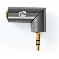 Stereo-Audioadapter | 3,5 mm Male | 3,5 mm Female | Verguld | Recht | Metaal | Goud / Gunmetal-Grijs