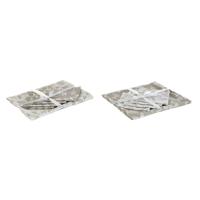 Placemat en servetten DKD Home Decor 2 Stuks 150 x 150 x 0,5 cm Beige Wit Lichtbruin