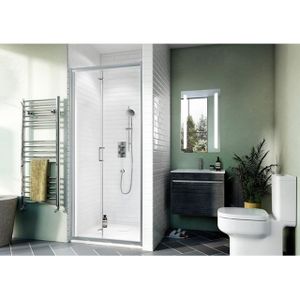 Crosswater Kai vouwdeur 76x190cm met 6mm helder veiligheidsglas links en rechts zilver aluminium KLBFSC0760