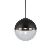 QAZQA Retro hanglamp zwart met helder glas 35 cm - Eclipse