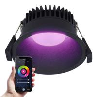 Finn smart inbouwspot - IP44 waterdicht - 10 Watt 630lm - Wifi + Bluetooth - RGBWW - Google Home, Amazon Alexa en Siri - Zwart - Voor binnen, buiten en badkamer