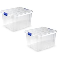 3x Opslagbakken/organizers met deksel 25 liter 42 cm transparant - thumbnail