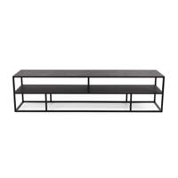 Tv-meubel 'Luuk' 200cm, kleur zwart / zwart marmer