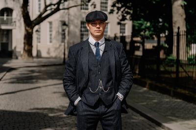 3-delig Tweed Pak Klassiek Navy Chalk Stripe | Peaky Blinders