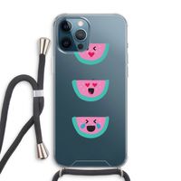 Smiley watermeloen: iPhone 12 Pro Max Transparant Hoesje met koord