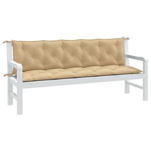 Tuinbankkussens 2 st 180x50x7 cm stof gemleerd beige