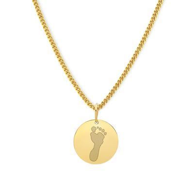 Gepersonaliseerde 1 hand- of voetafdruk ketting - Stainless steel - Goud - Rond 13 mm - Voetafdruk