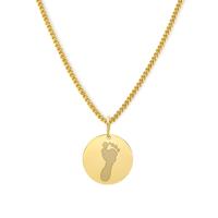 Gepersonaliseerde 1 hand- of voetafdruk ketting - Stainless steel - Goud - Rond 13 mm - Voetafdruk