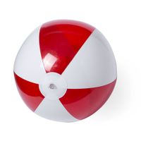 Opblaasbare strandbal plastic rood/wit 28 cm   - - thumbnail