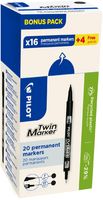 Pilot permanente marker Twin, doos van 16 + 4 stuks, zwart