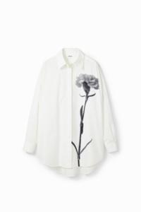 Oversized blouse met bloem - WHITE - L/XL