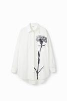 Oversized blouse met bloem - WHITE - L/XL - thumbnail