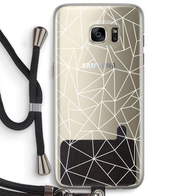 Geometrische lijnen wit: Samsung Galaxy S7 Edge Transparant Hoesje met koord