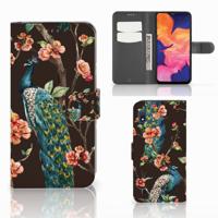 Samsung Galaxy A10 | Telefoonhoesje | Met pasjeshouder | Pauw met Bloemen