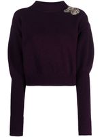 Alexander McQueen pull à ornements en cristal - Violet