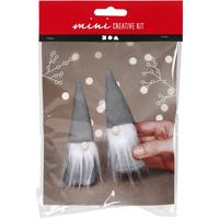 Creativ Company Creative mini kit, scandinavische kerstkabouters, h: 12 cm, grijs, 1 doos
