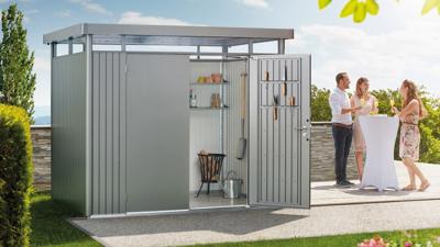 Biohort Highline H2 metalen tuinhuis 275x195x222 cm met dubbele deur- Plat dak- Metaal- Biohort Biohort Highline H2 metalen tuinhuis 275x195x222 cm met dubbele deur- Plat dak- Metaal- Biohort