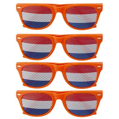 Feest/party bril - 4x stuks - oranje thema - Koningsdag - volwassenen - supporter - Nederlandse vlag Feest/party bril - 4x stuks - oranje thema - Koningsdag - volwassenen - supporter - Nederlandse vlag